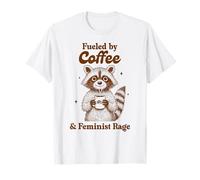 Coffee Lover Caffeinated Alimentato Da Caffè & Feminist Rage Maglietta
