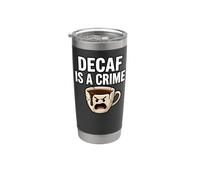 Coffee Lover Decaf Is A Crime Funny Caffeine Addict Bicchiere termico in acciaio inox doppia parete
