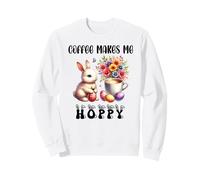Coffee Makes Me Hoppy Easter Cute Bunny Drinking Coffee Cup Felpa