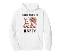Coffee Makes Me Hoppy Easter Cute Bunny Drinking Coffee Cup Felpa con Cappuccio