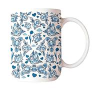 Coffee Mug Ceramic Cup - 13oz Floral Pattern, Drink Container | Elegant Decorative Beverage Serveware Piece, Porcelain Tea Cocoa Drinking Cup With Comfortable Grip Handle Design For Husband Da