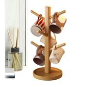 Coffee Mug Holder - Wood 31 x 13 cm | Bamboo Mug Tree With Thick Base Coffee Cup Holder With 6 Hook | Çoffee Cup Rack Organizer For Kitchen Counter Living Room Cafe Restaurant Hotel Wedding Party Use