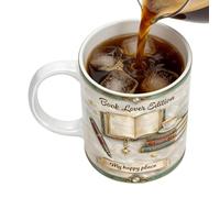 Coffee Mugs, Ceramic Drinkware, 330ml Reading Lovers Tea Drinkwares Decor for Office Library Dorm Bookstore Teacher Women Men Friend Reader, Household Supplies for Daily Beverage Enjoyment and Display