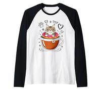 Coffee Norwegian Forest Cat Donut Maglia con Maniche Raglan