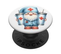 Coffee Nurse Gnome Graphic For Women For Work And Nurse Life PopSockets PopGrip Adesivo