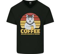 Coffee Perché L'Omicidio È Sbagliato Divertente Cane Maglietta In Cotone A V