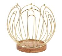 Coffee Pod Holder Basket with Wooden Base Wrought Iron Metal Wire Coffee Capsule Holder for Home Countertop Table