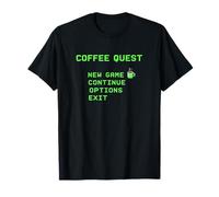 Coffee Quest Barista Gaming Divertente Retro 8 Bit Caffeina Maglietta