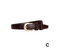 (Coffee)Simple and versatile women's jeans small leather belt retro belt