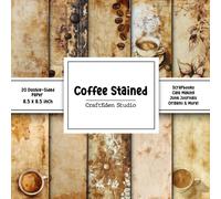 Coffee Stained Scrapbook Paper: Decorative double sided craft paper coffee themed for scrapbooking, card making, junk journal