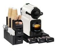 Coffee Station con Contenitore Portacapsule e Cassetto Sotto Macchina Caffè in Plastica Nero, Multiscomparto, Portacialde per Angolo Bar Organizer Organizzatore Porta Capsule Cialde Caffetteria L'orga