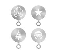 Coffee Stencils, 4 Pieces Stainless Steel Funny Cute Latte Art Set | Reusable Decorating Design, Precise Powder Patterns, for Home Office Cafe Restaurant Party Cake Cookie Cappuccino