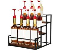 Coffee Syrup Organizer Rack | 3 Tier Rustic Vintage Space-Saving Storage