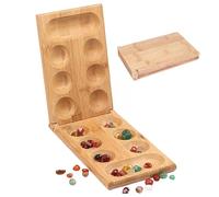 Coffee Table African Stone Game -Folding Game Board Natural Stone Pebbles, Portable And Educational Two-Player Strategy Games, Board Games Set For Large Groups Travel Family Parties Adults Kids Classi