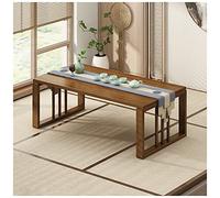Coffee Table, Japanese Meditation & Tea Table, Floor Altar Table, with Lower Shelf, Laptop Tatami Table, Portable Low Picnic Table (Color : Brown, Size : 80x42x33cm)