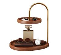 Coffee Table Tray,2-Tier Space Saving Storage Organizer | 9.45x9.45x7.48 Inches Rustic Wood Tray Display Shelf | For Home Decor Bedroom Living Room Vanity Watch Makeup Glasses Wallet Key Coffee Table