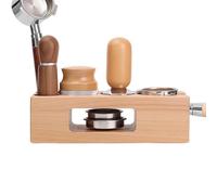 Coffee Tamping Station, Non-Slip Wood Espresso Organizer, 10.2x3.9 Inch Stand with Solid Walnut Build, Portafilter Holder, Scratch-Resistant Wood with Precision Slot Design, Tool for Coffee
