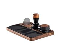 Coffee Tamping Station - Non Slip Wooden Tamper Holder for Espresso Preparation | Sturdy Countertop Base with Rubber Feet & Compact Build for Cafe Home Bar Kitchen Grinding Pressing Use