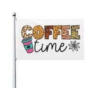 Coffee Time Flag Resistente Alle Intemperie Bandiera Da Giardino Colore Vivido Bandiera Per Prato Festival Interno 90X150Cm