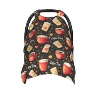 Coffee Time Print - Coprisedili per auto per bambini, traspirante, copertura per allattamento al seno, copertura per passeggino, baldacchino multiuso per seggiolino auto, accessori essenziali per