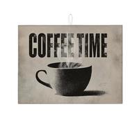 Coffee Time, tappetino scolapiatti per bancone della cucina, tappetino assorbente vintage nero per tazze da caffè, tappetino scolapiatti rustico in microfibra per proteggere il bancone della cucina