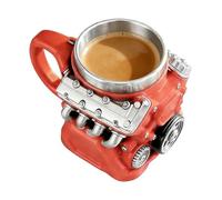 Coffee Travel Mug - 350 ml Mechanical Stainless Steel Engine Cup, Insulated Tumblers | Portatile for Men Car Enthusiast Valentine's Day Birthday Home Tea Wine Whiskey