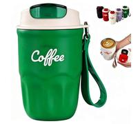Coffee Vacuum Flask,Smart Led Temperature Display Coffees Cup With Leak-Resistant Lid And Handle,12 Oz 316 Stainless Steel Liner Coffee Mug Hot Cold Drinkware,For Home,Office And Outdoor (green)