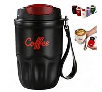 Coffee Vacuum Flask,Smart Led Temperature Display Coffees Cup With Leak-Resistant Lid And Handle,12 Oz 316 Stainless Steel Liner Coffee Mug Hot Cold Drinkware,For Home,Office And Outdoor (black)