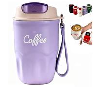 Coffee Vacuum Flask,Smart Led Temperature Display Coffees Cup With Leak-Resistant Lid And Handle,12 Oz 316 Stainless Steel Liner Coffee Mug Hot Cold Drinkware,For Home,Office And Outdoor (purple)