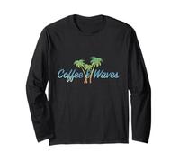 Coffee & Waves Surfista Surfing Caffè Windsurfer Surfer Maglia a Manica