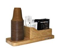 Coffee World, Porta Accessori per caffè in Legno di Pino - Organizer da Cucina per Bicchieri, palettine, bustine di Zucchero - Sostenibile (Legno Naturale)