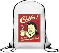 Coffee You can Sleep When You're Dead - Sacca da palestra casual, con coulisse, colore: bianco, bianco, Taglia unica