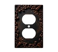 Coffeebeans Duplex Outlet Covers Placca da parete, rustica tradizionale cannella polvere di caffè autunnale marrone plastica dimensioni standard doppia presa di corrente piastra di copertura per nuovo