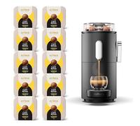 CoffeeeB - Macchina da caffè a globo nero, 1,3 l by Café Royal + 90 palline caffè espresso forte, 100% compostabili