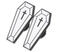 Coffin Brooches Women Red Pearl Wedding Boutonniere Halloween Clothing for Men Gothic Brooch Hat Pin Alloy