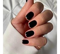 Coffin False Nails French Short Press on Nails Ballerina Acrylic Stick on Nails Pure Color Fake Nails 24pcs for Women and Girls, with solid glue, nail lamp(B)