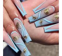 Coffin False Nails Long Fake Nails Press on Nails Bellarina Acrylic Stick on Nails 24pcs for Women and Girls (Color : Multi-colored, Size : Variety Pack)
