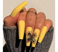 Coffin False Nails Press on Nails French Long Fake Nails Ballerina Acrylic Stick on Nails 24pcs for Women and Girls (Color : Pink, Size : M)