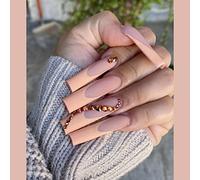 Coffin False Nails Press on Nails French Long Fake Nails Ballerina Acrylic Stick on Nails 24pcs for Women and Girls (Color : Pink, Size : K)