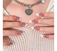 Coffin False Nails Rhinestone Press on Nails French Fake Nails Ballerina Acrylic Stick on Nails 24pcs for Women and Girls(A)