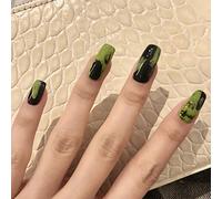 Coffin False Nails Short Fake Nails Graffiti Artificial Acrylic Press on Nails Full Cover Stick on Nails 24pcs for Women and Girls(1)