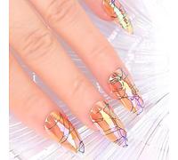 Coffin False Nails Short Fake Nails Pointed Ballerina Acrylic Press on Nails Full Cover Stick on Nails 24pcs for Women and Girls, with solid glue, nail lamp