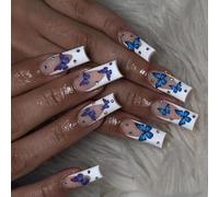 Coffin Press On Nails Farfalla Francese Punte Falso Acrilico Falso Colle Artificiali Per Le Donne Bastone Un