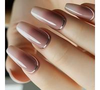 Coffin Press On Nails Gradiente Disegni Unghie Finte Colle Su Acrilico Artificiale 24pcs Stick Per Le Donne Gradiente Unghie Finte