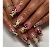 Coffin Press On Nails Leopards Fine Unghie Accendi In 12 Taglie 24 Punte Francesi Per Decori Artistici Design Falso