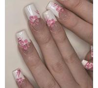 Coffin Press On Nails Unghie finte lucide Stick On In 12 Dimensioni 24Pcs Punte Francesi Per Decorazioni Artistiche Ballerine Bara Unghie Finte