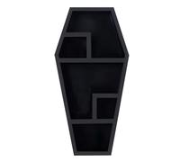 Coffin Shelf - Wall Mounted Display Shelf Unit, Gothic Home Decor Storage Organizer, Spooky Halloween Wall Decoration Accent Piece | Floating Coffin Shaped Display Rack Unit, Home Living Room