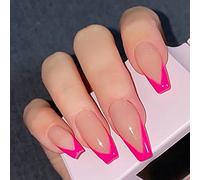 Coffin Unghie finte francesi unghie finte ballerina acrilico a pressione unghie copertura completa unghie adesive 24 pezzi per donne e ragazze (colore: E, taglia: taglia libera)