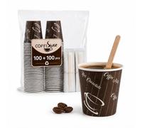 COFFISANO 100 Bicchierini da Caffè + 100 Palette in Legno - Bicchieri Monouso 75 ml 2,5 oz in Carta Riciclabili Colorati Usa e Getta per Ristoranti, Ufficio, Asporto, Bar