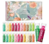 Coffret de 24 baumes à lèvres fruités, 12 parfums, hydratants et non collants pour lèvres très sèches - Coffret de soins pour les lèvres pour hommes, filles, femmes et garçons - Miel, Fraise, etc.